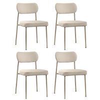 Conjunto 4 Cadeiras Lavínia Bouclê Bege/aço Champanhe - Salaone Bouclê Bege/aço Champanhe - 1