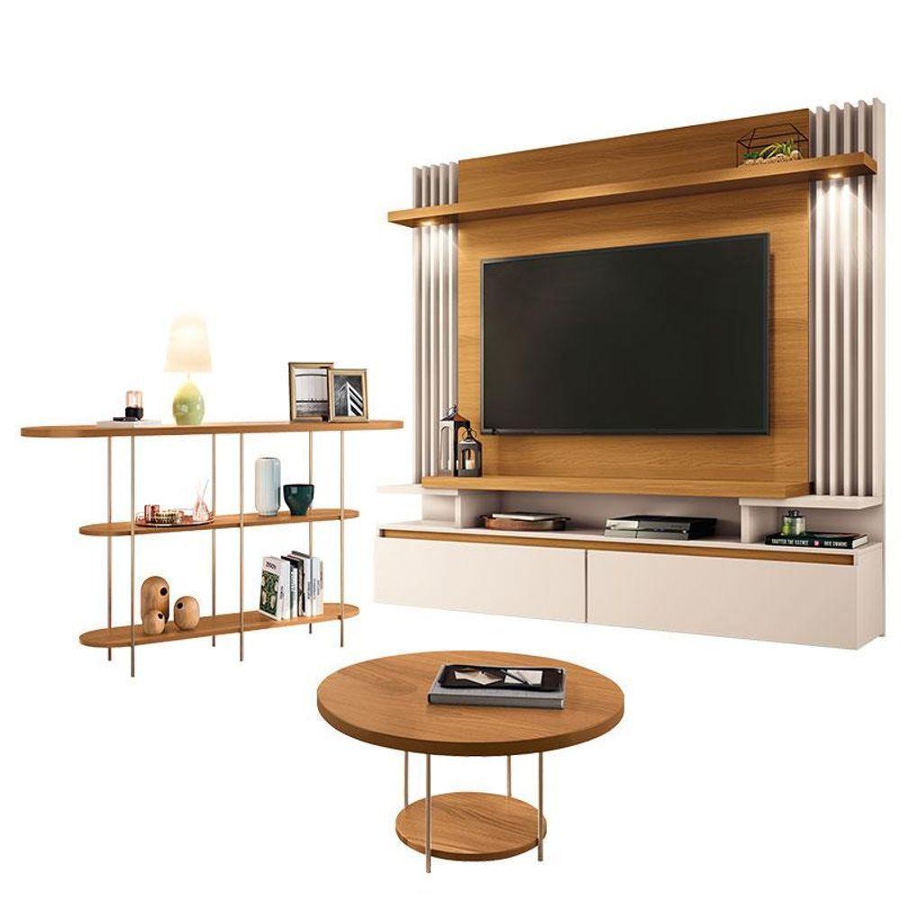 Home Suspenso Cosmo Cinamomo Off White E Aparador Infinity E Mesa De Centro Sky Cinamomo- Hb Móveis - 1