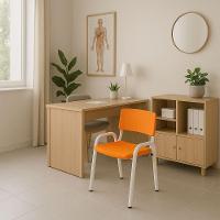 Kit 7 Cadeiras Infantil Iso, Escola, Base Branco-laranja - 2