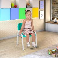 Kit 7 Cadeiras Infantil Iso, Escola, Base Branco-laranja - 3