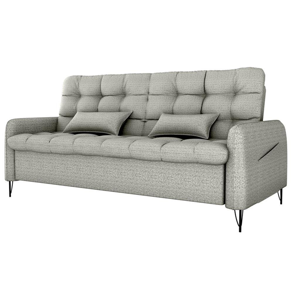 Sofa Cama 2 Lugares 200cm Pillar Linho Vancouver E487 Milani Store Cinza - 1