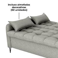 Sofa Cama 2 Lugares 200cm Pillar Linho Vancouver E487 Milani Store Cinza - 5