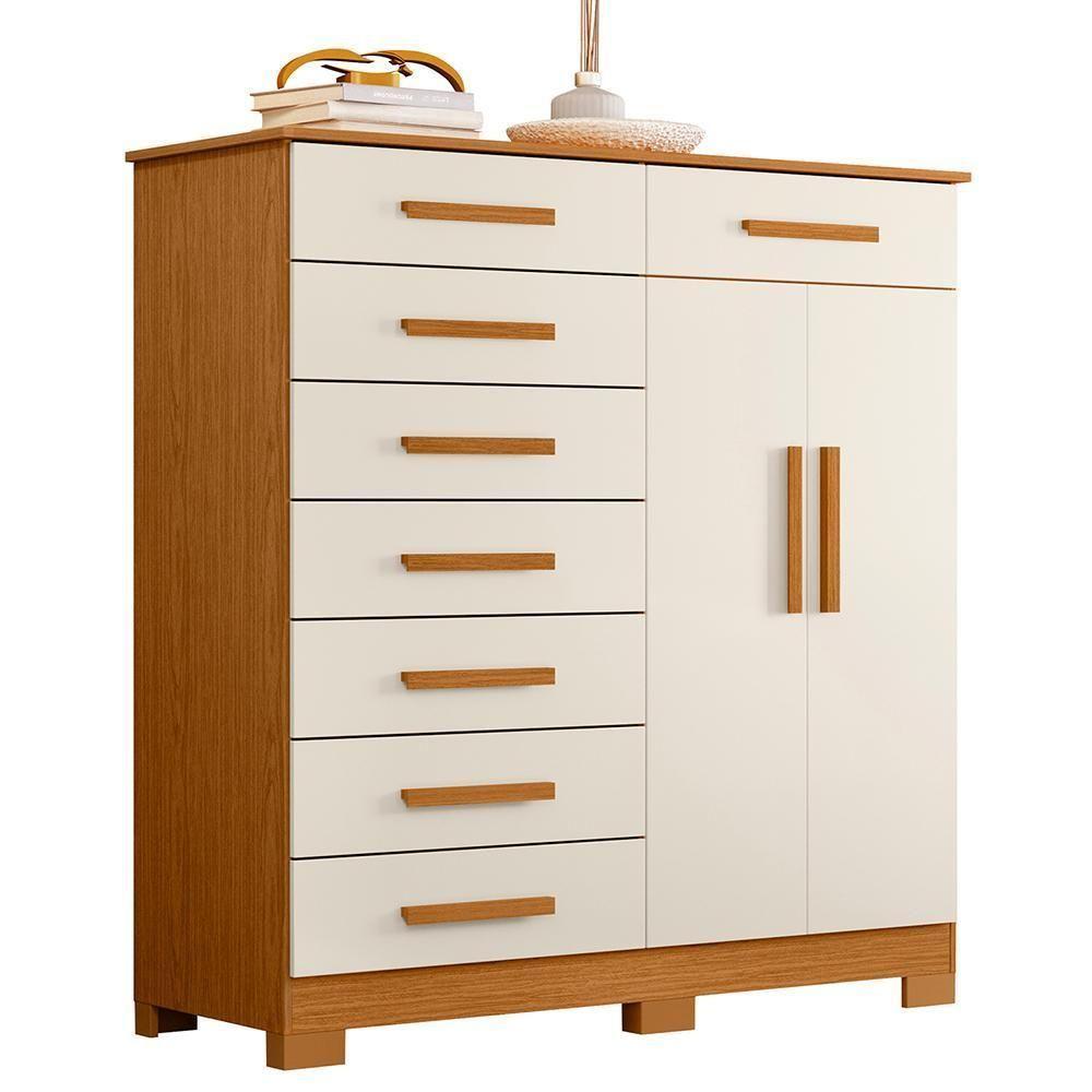 Cômoda Verona 2 Portas E 8 Gavetas Cinamomo/off White - Móveis Albatroz Cinamomo/off White - 1