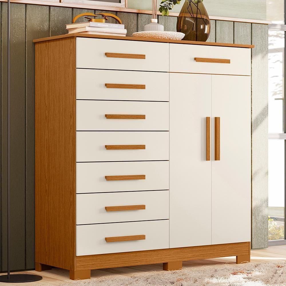 Cômoda Verona 2 Portas E 8 Gavetas Cinamomo/off White - Móveis Albatroz Cinamomo/off White - 3