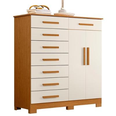 Cômoda Verona 8 Gavetas em MDP com Puxador em MDF Off White Cinamomo