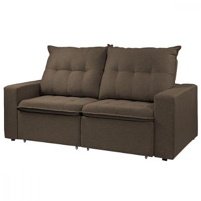Sofá Para Sala Reclinavel Estofado Berlim 200cm Veludo Tabaco