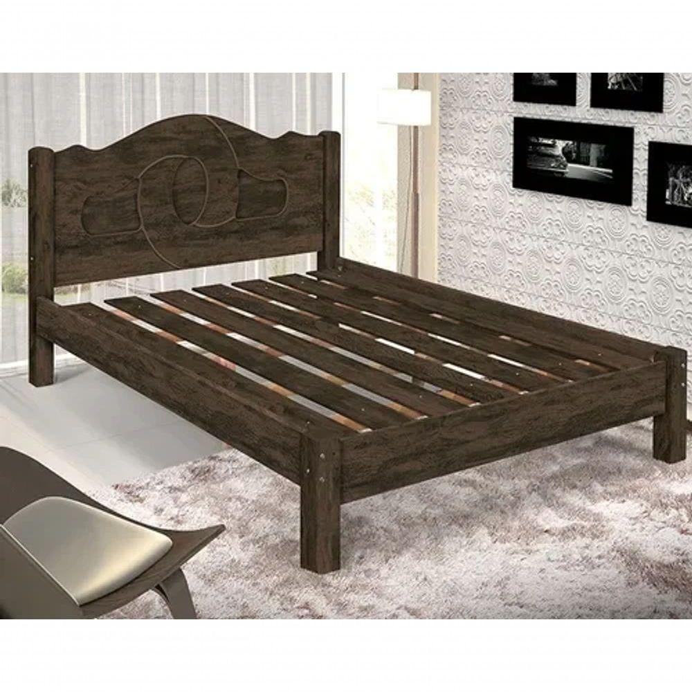 Cama Casal Siena 100% Mdf Com Sarrafo Em Madeira Carmolar Nogal - 1