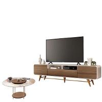 Rack Bancada época Com Mesa De Centro Sky Com Tampo De Vidro Castanho Off White - Hb Móveis - 1