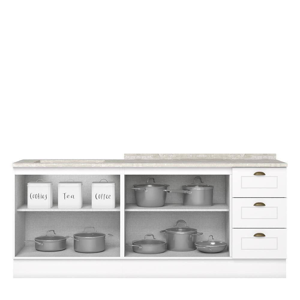 Cozinha Modulada Americana 2 Peças Balcões 120cm E 80cm Branco/calcare Com Tampos Mdp - Móveis Henn Branco/calcare - 6