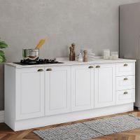 Cozinha Modulada Americana 2 Peças Balcões 120cm E 80cm Branco/calcare Com Tampos Mdp - Móveis Henn Branco/calcare - 2