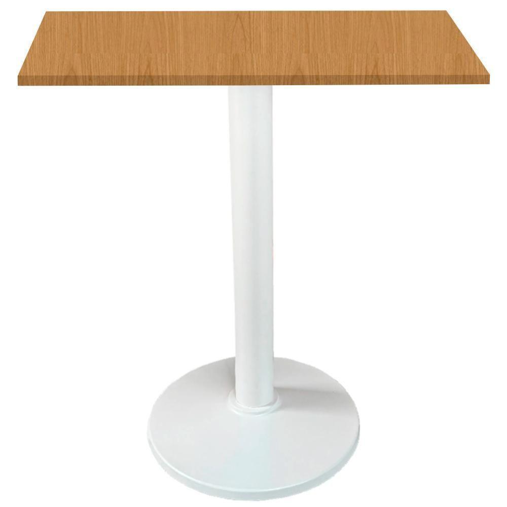 Mesa Zeta Ferro Branco 75 Cm Alt Disco Redondo Tampo Mdp Quadrado 80 Cm Larg X 2,5 Cm Alt Samba - 1