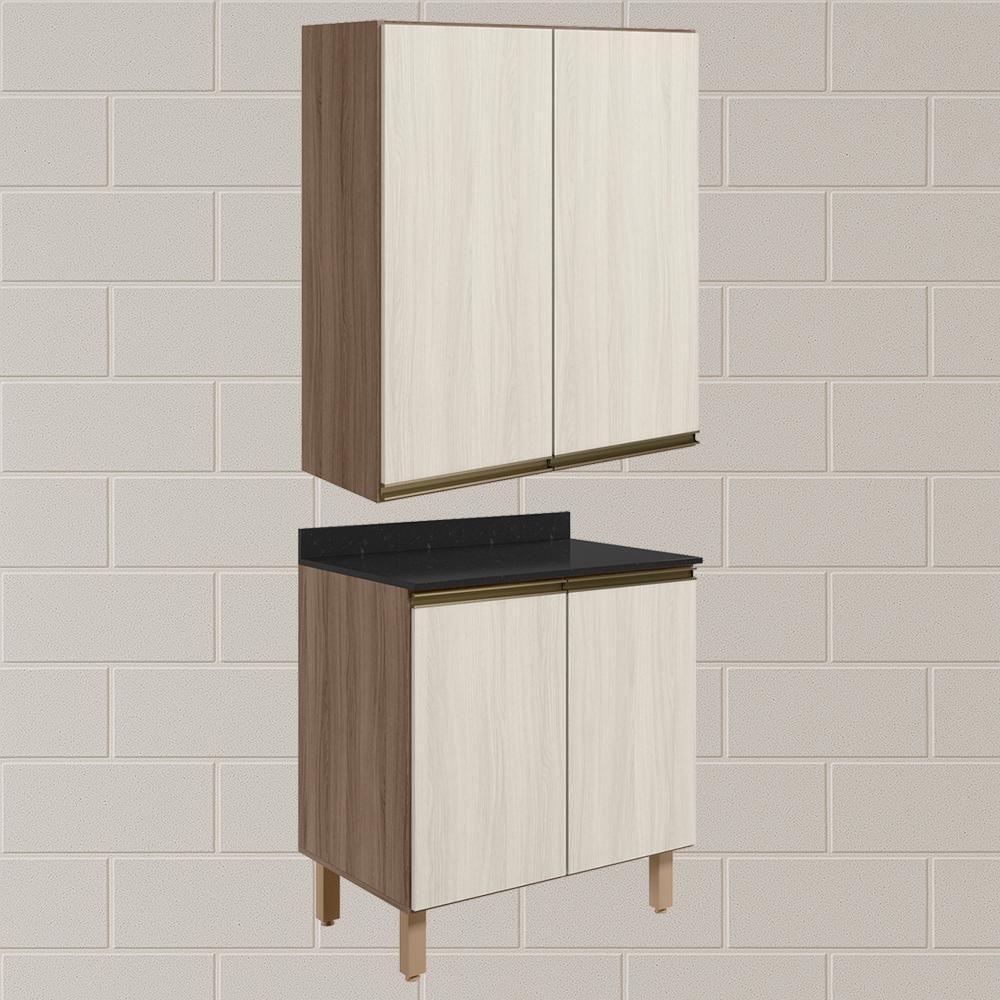 Armario Aereo Balcao 2 Portas 60cm Mdf Kali Nicioli Carvalho Toq Bianco Toq - 2