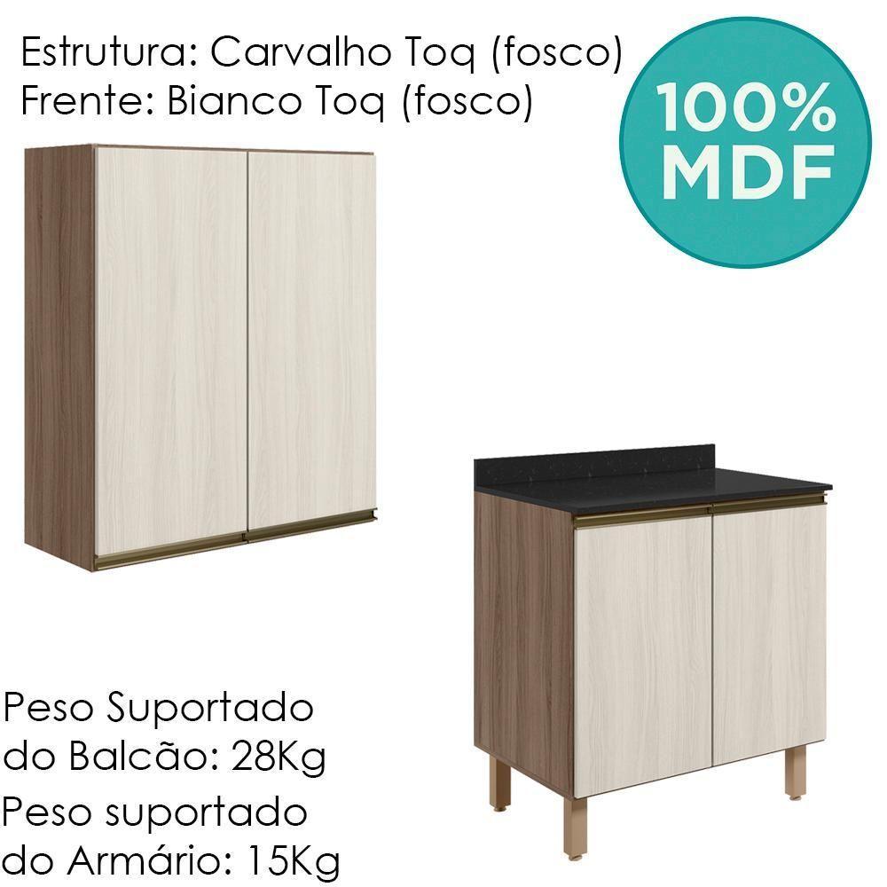 Armario Aereo Balcao 2 Portas 60cm Mdf Kali Nicioli Carvalho Toq Bianco Toq - 4