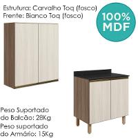 Armario Aereo Balcao 2 Portas 60cm Mdf Kali Nicioli Carvalho Toq Bianco Toq