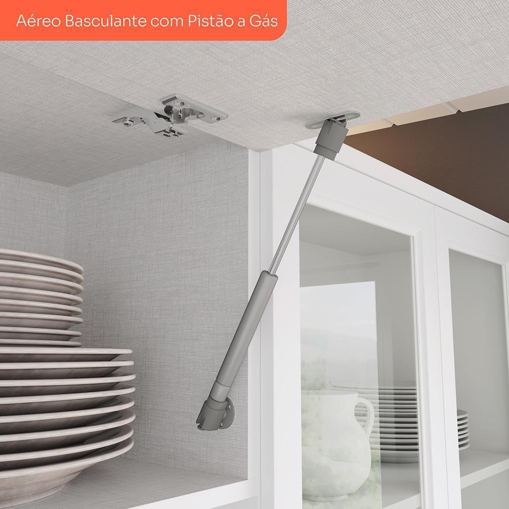 Cozinha Modulada Americana 8 Peças Balcão 120cm Branco/calcare Com Tampo - Móveis Henn Branco/calcare - 3