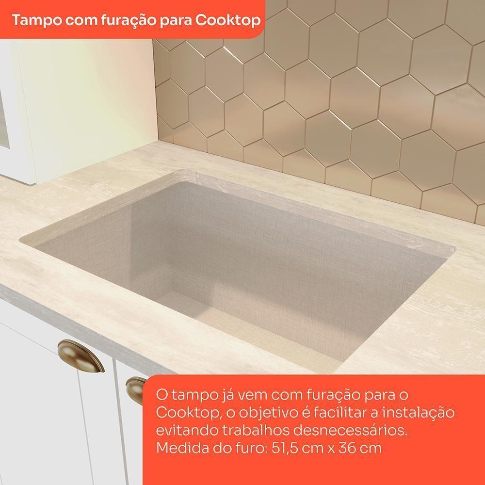 Cozinha Modulada Americana 8 Peças Balcão 120cm Branco/calcare Com Tampo - Móveis Henn Branco/calcare - 5