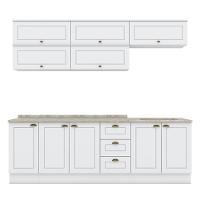 Cozinha Modulada Americana 8 Peças Balcão 120cm Branco/calcare Com Tampo - Móveis Henn Branco/calcare - 1