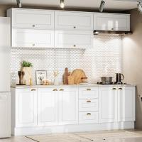 Cozinha Modulada Americana 8 Peças Balcão 120cm Branco/calcare Com Tampo - Móveis Henn Branco/calcare - 2