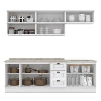 Cozinha Modulada Americana 8 Peças Balcão 120cm Branco/calcare Com Tampo - Móveis Henn Branco/calcare - 6