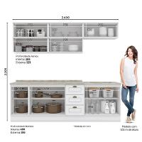 Cozinha Modulada Americana 8 Peças Balcão 120cm Branco/calcare Com Tampo - Móveis Henn Branco/calcare - 7