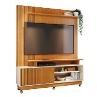 Combo Home Com Rodinhas + Painel Para Tv 60 Polegadas Ares - 7 Decor Cinamomo E Off White - 1