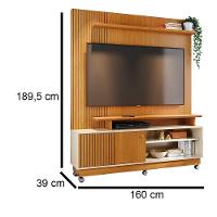 Combo Home Com Rodinhas + Painel Para Tv 60 Polegadas Ares - 7 Decor Cinamomo E Off White - 3