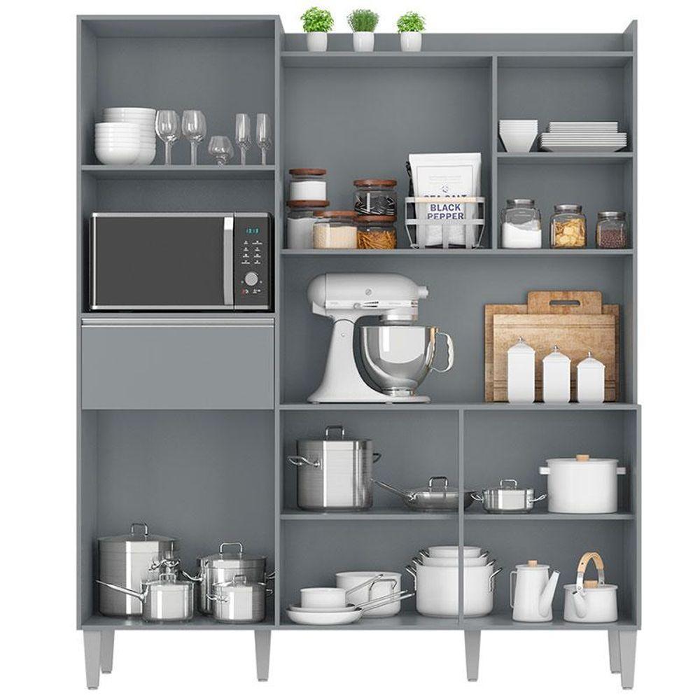 Armário Para Cozinha Kit Isabel Cinza Fosco - Ajl - 3