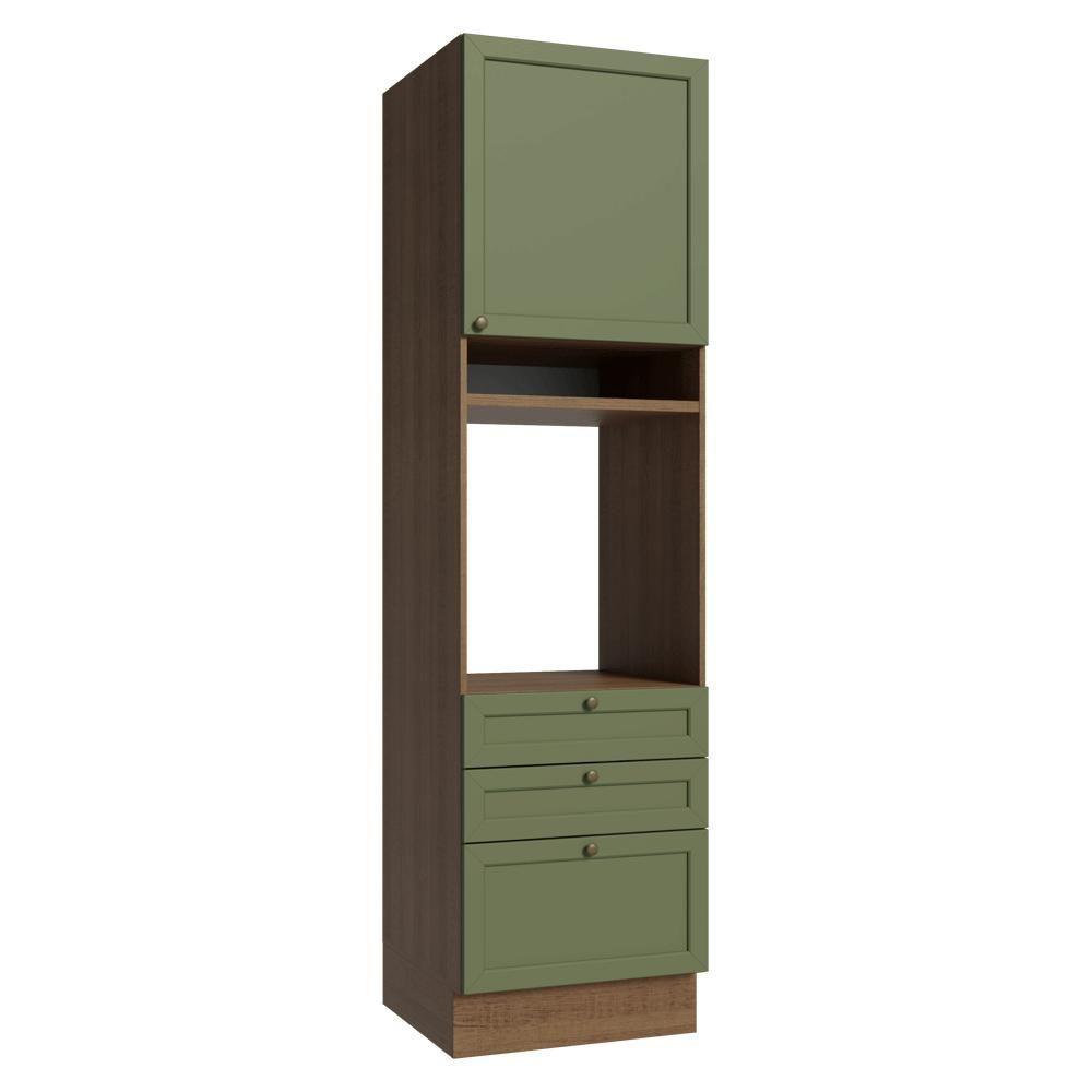 Torre Quente 60 Cm 1 Porta 3 Gavetas Rustic/verde Vik Madesa Rustic/verde - 1