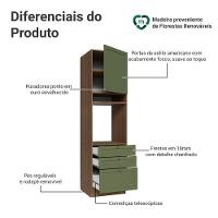 Torre Quente 60 Cm 1 Porta 3 Gavetas Rustic/verde Vik Madesa Rustic/verde - 3