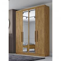 Guarda Roupa Solteiro Com Espelho 4 Portas 3 Gavetas - Moderni -cumaru - Móveis Novo Horizonte - 1