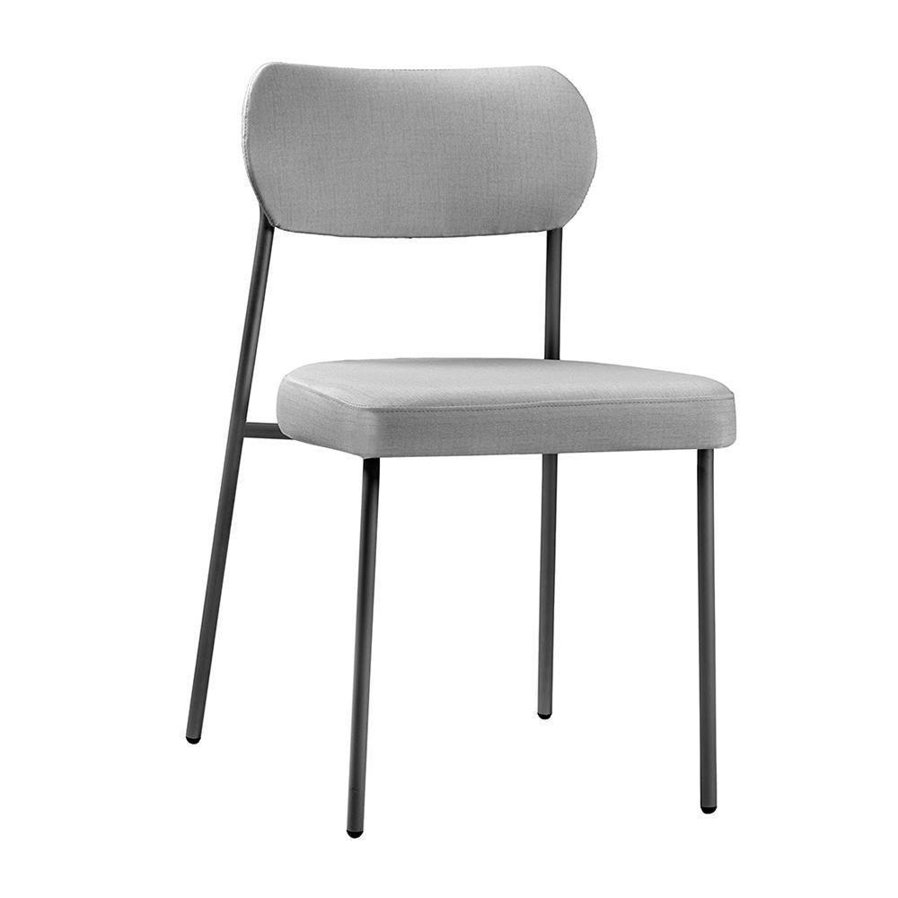 Cadeira Lavínia Linho Cinza/aço Preto - Salaone Linho Cinza/aço Preto - 1