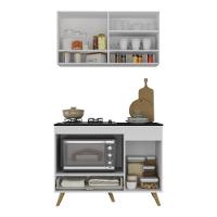 Armário De Cozinha Modulada Compacta 105cm Com Balcão Para Cooktop Veneza Multimóveis Mp2260 Branco/dourado - 5