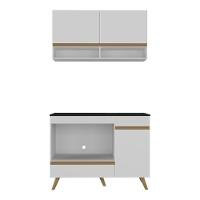 Armário De Cozinha Modulada Compacta 105cm Com Balcão Para Cooktop Veneza Multimóveis Mp2260 Branco/dourado - 7