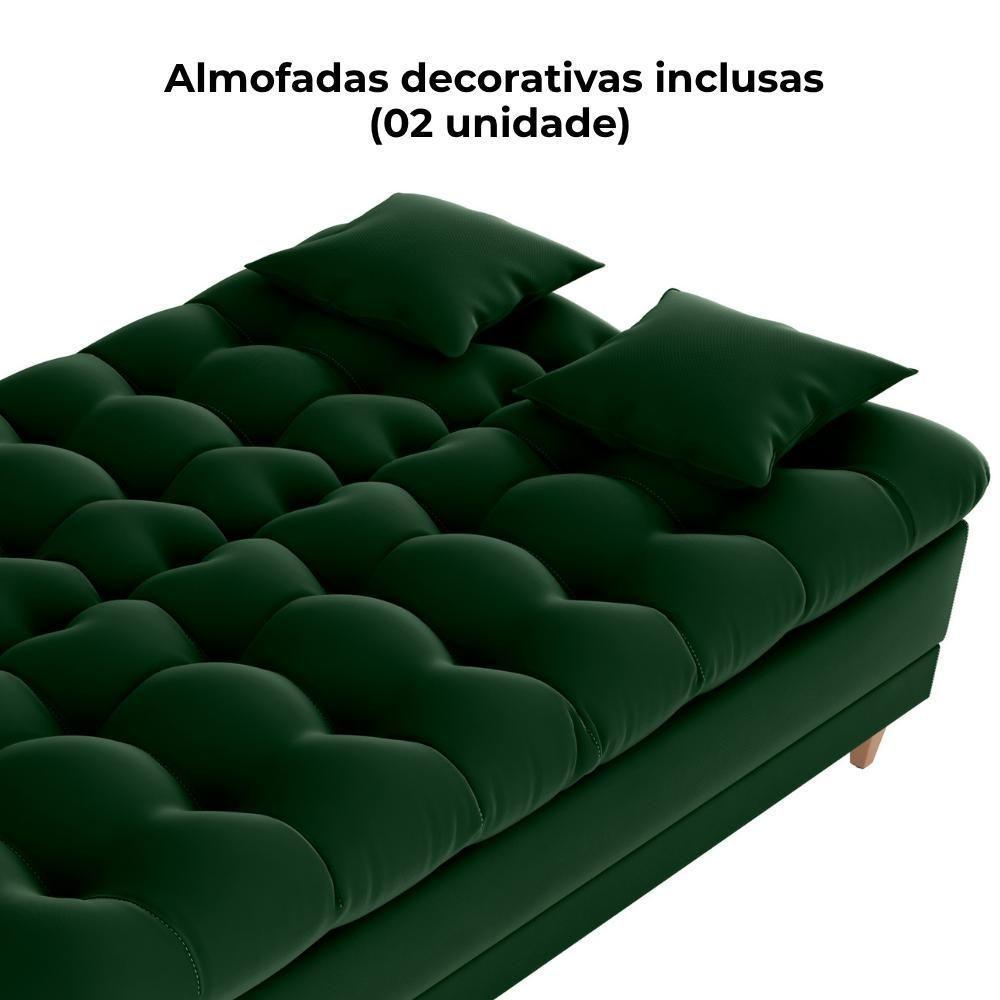Sofa Cama 2 Lugares 185 Cm Duda Veludo Maserati Milani Store Verde - 6