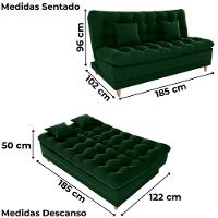 Sofa Cama 2 Lugares 185 Cm Duda Veludo Maserati Milani Store Verde - 3