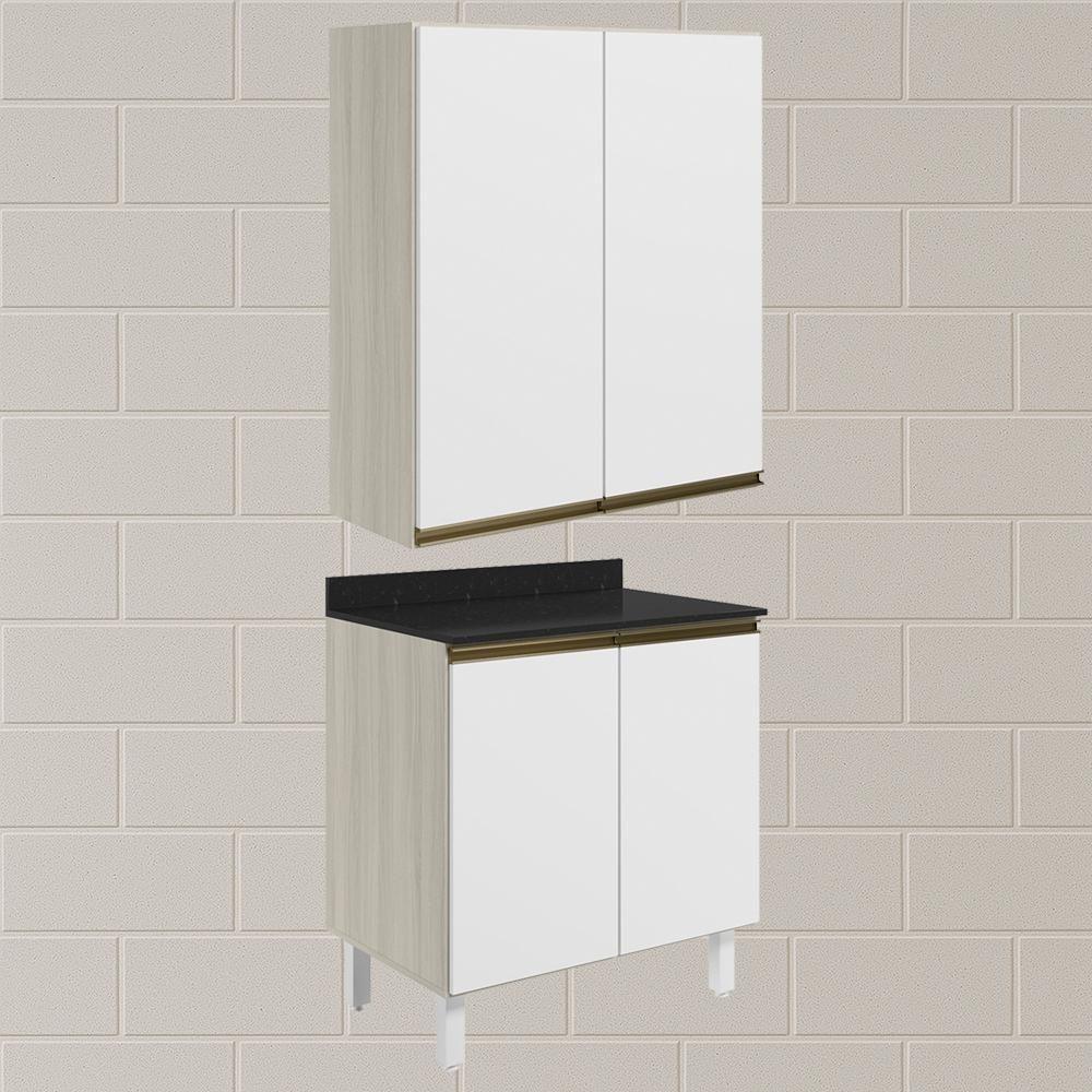 Armario Aereo Balcao 2 Portas 60cm Mdf Kali Nicioli Bianco Toq Branco Uv - 2