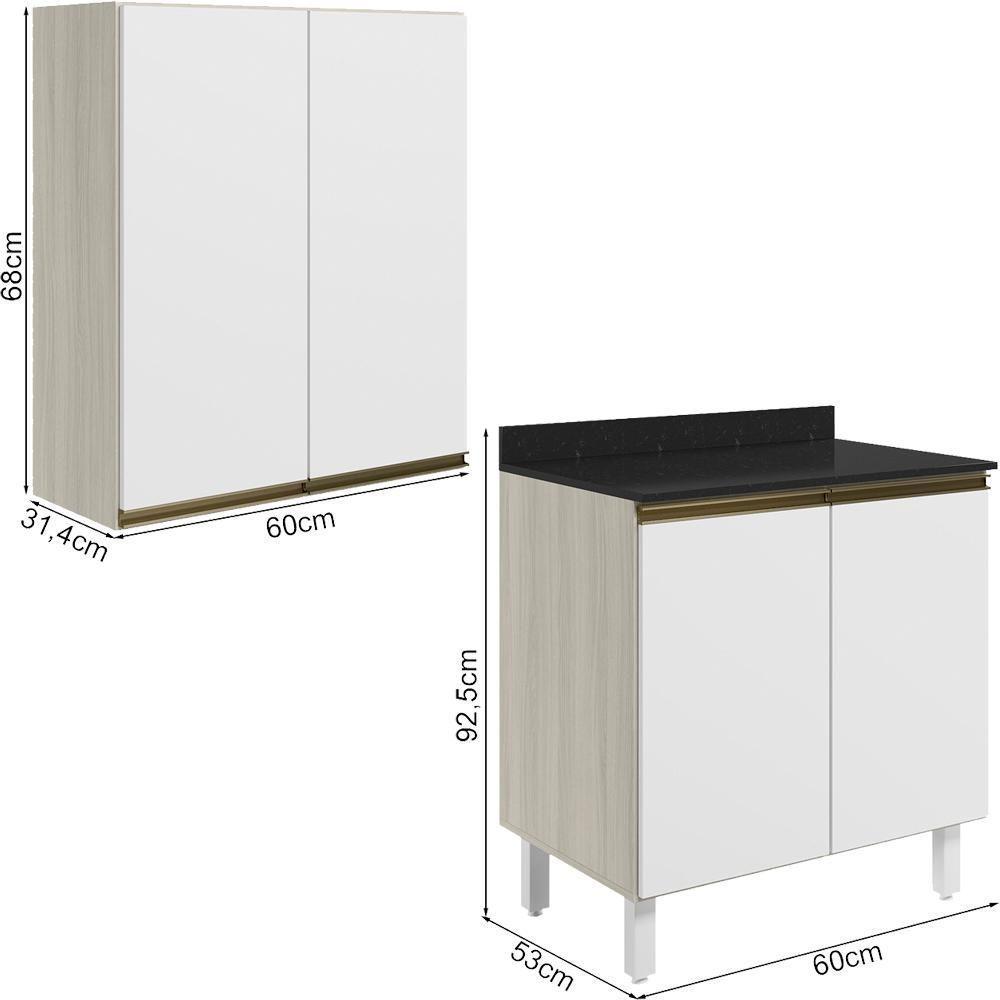 Armario Aereo Balcao 2 Portas 60cm Mdf Kali Nicioli Bianco Toq Branco Uv - 7