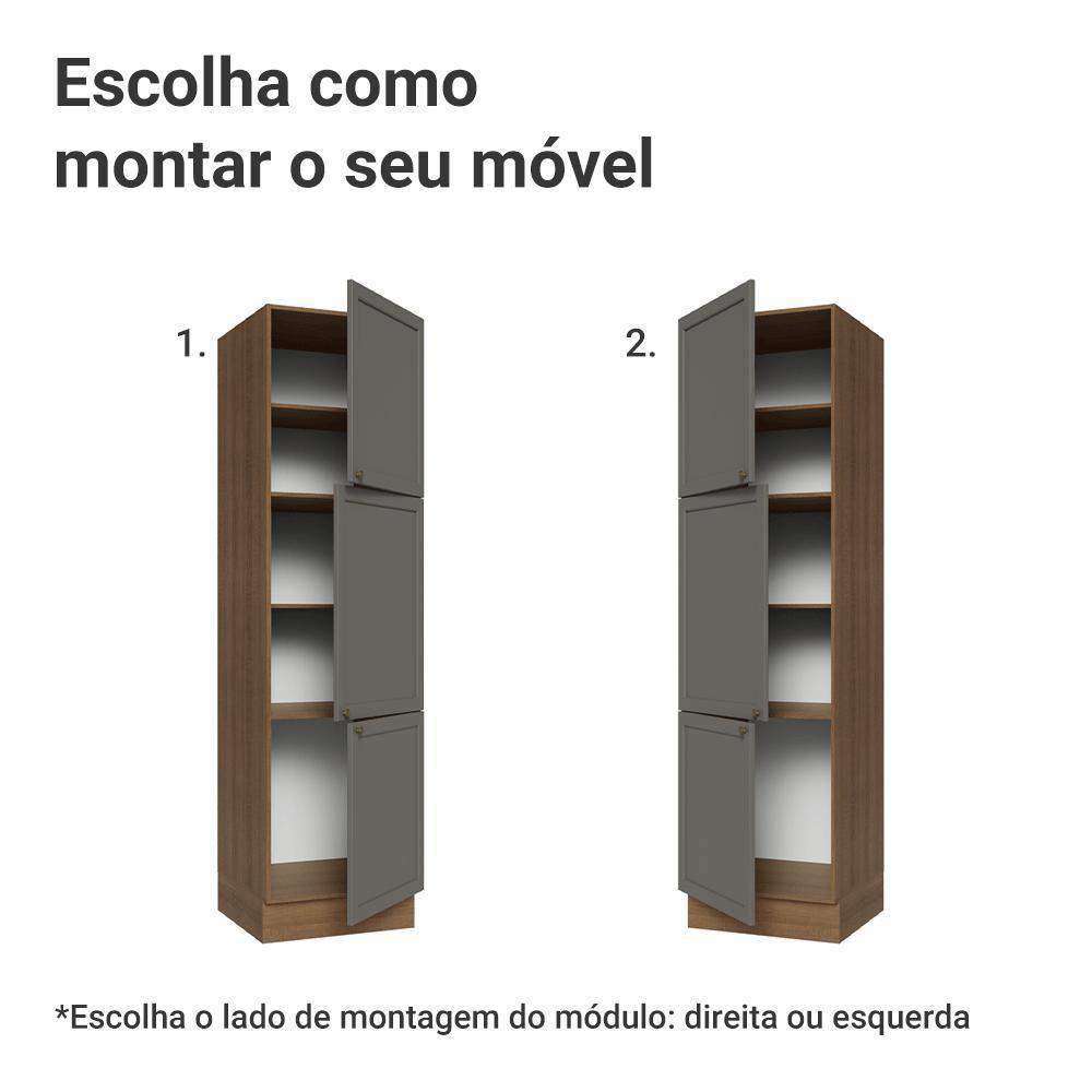 Paneleiro 60 Cm 3 Portas Vik Madesa Rustic/cinza - 4