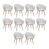 Kit 10 Cadeira De Aproximação Eloá Estrutura Aço Carbono Laminado Natural Com Estofado Linho Cru - 1