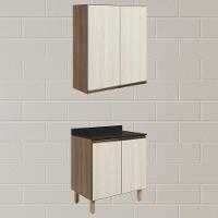 Armario Aereo Balcao 2 Portas 80cm Mdf Kali Nicioli Carvalho Toq Bianco Toq - 2