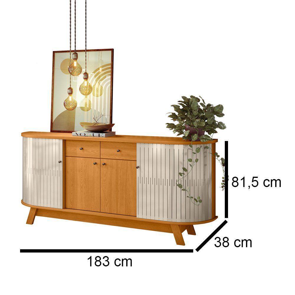 Buffet Aparador Para Sala Mônaco - 7 Decor Cinamomo E Off White - 3
