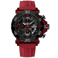 Relógio Masculino De Quartzo Esportivo Pulseira De Silicone Impermeavel Vermelho - 1