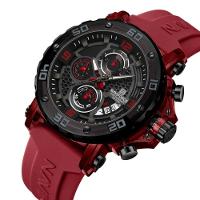 Relógio Masculino De Quartzo Esportivo Pulseira De Silicone Impermeavel Vermelho - 2