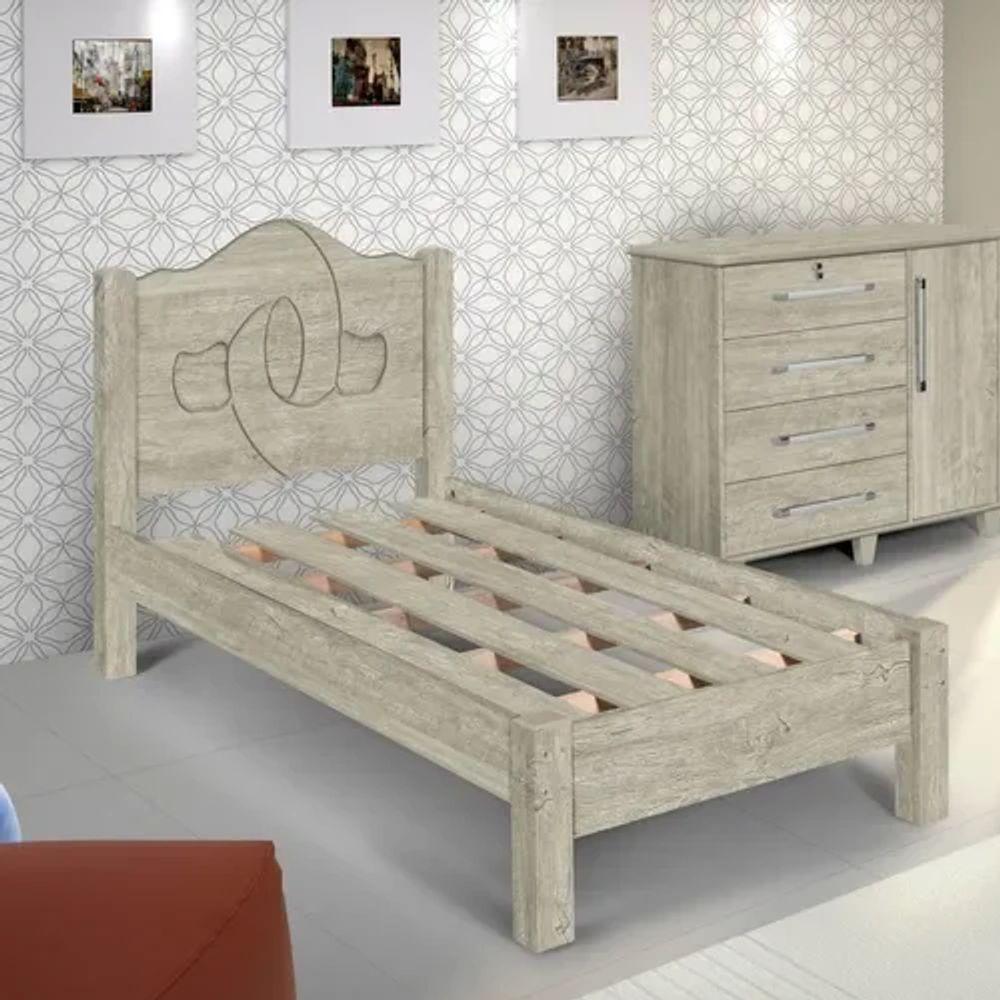 Cama Solteiro Siena 100% Mdf Com Sarrafo Em Madeira Carmolar Artico - 1