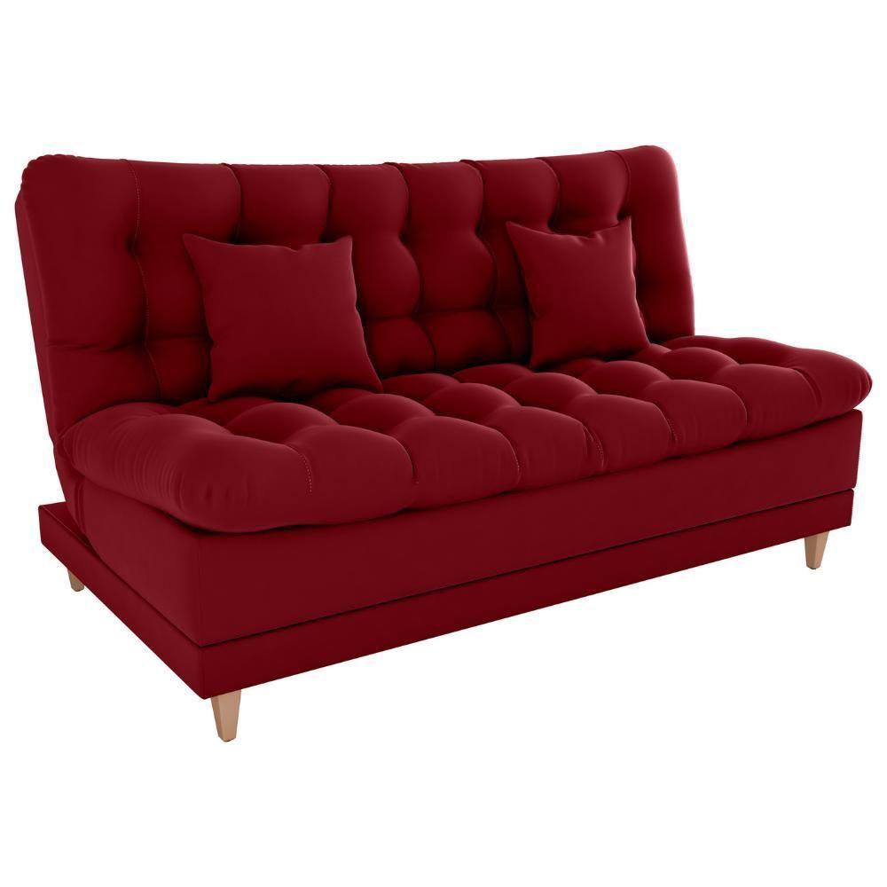 Sofa Cama 2 Lugares 185 Cm Duda Veludo Maserati Milani Store Vermelho - 1