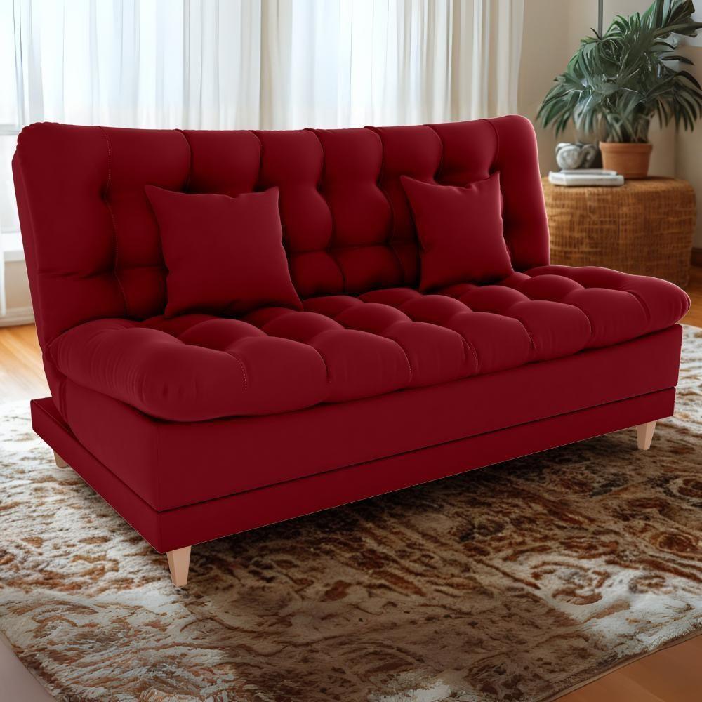 Sofa Cama 2 Lugares 185 Cm Duda Veludo Maserati Milani Store Vermelho - 4