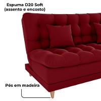 Sofa Cama 2 Lugares 185 Cm Duda Veludo Maserati Milani Store Vermelho - 2