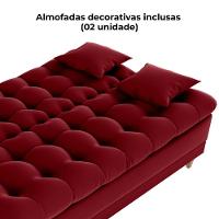 Sofa Cama 2 Lugares 185 Cm Duda Veludo Maserati Milani Store Vermelho - 7
