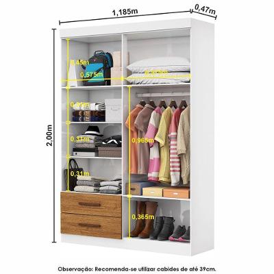 Guarda Roupa Casal Lu 4 Portas 2 Gavetas Branco Cinamomo MDP Carioca Móveis