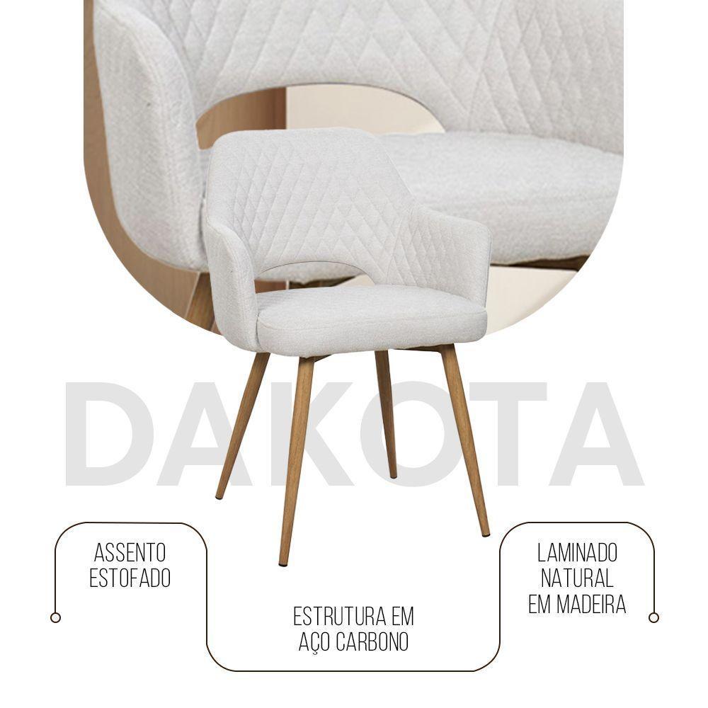 Kit 8 Cadeiras De Jantar Dakota Estrutura Aço Carbono Laminado Natural Com Estofado Linho Cru - 2